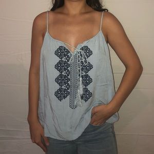Light Blue Embroidered Top